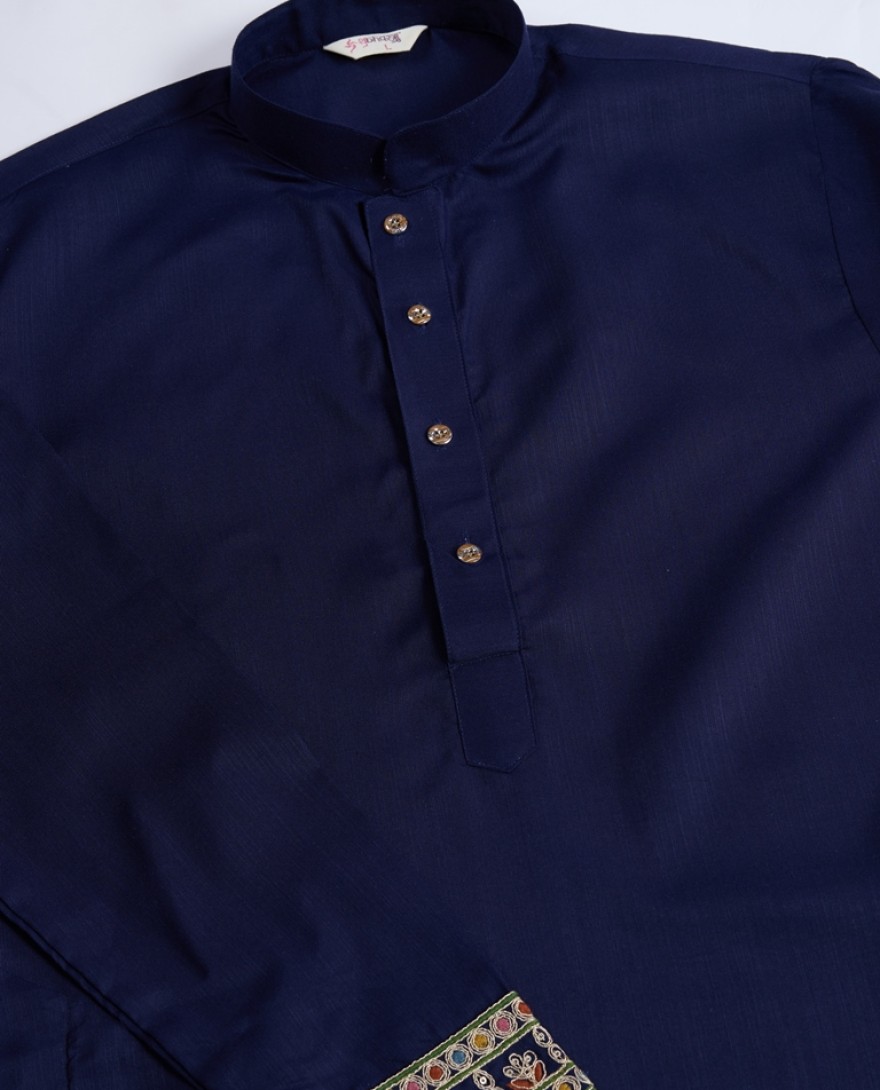 61234-navyblue - Stylish Navy Men's Kurta Koti Set – Elegant & Trendy